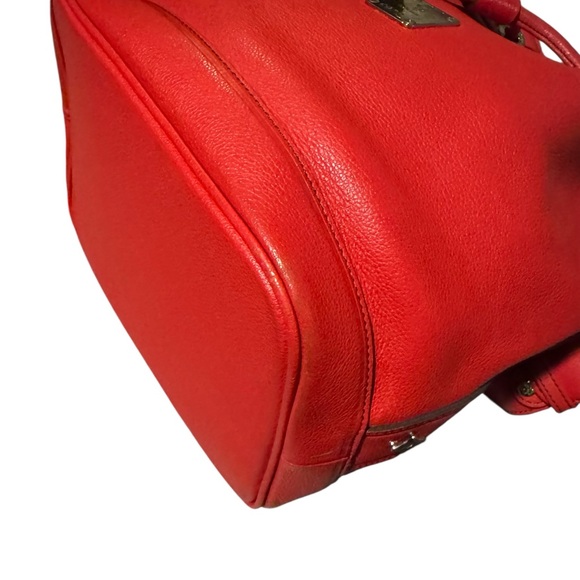 MCM Red Bucket Drawstring Bag with Adjustable Strap EUC - Picture 10 of 14